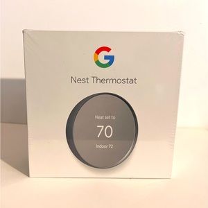 Charcoal gray Google Nest Thermostat in a bundle of 4